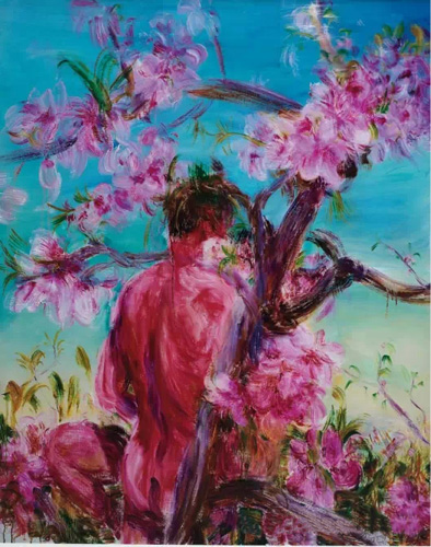 周春芽《 桃花女人》120x80cm 絲網(wǎng)印刷版畫