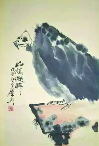 乍啟典 《山鳩》 69cmx46cm
