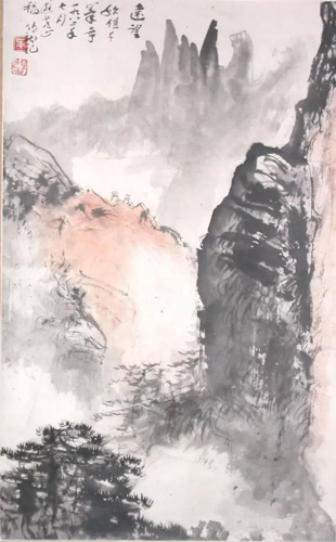 黑伯龍 《遠(yuǎn)望》 79cmx49cm 立軸